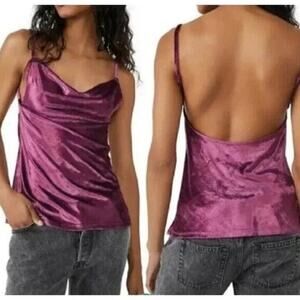 Free People Intimately purple velvet backless tank top size M NWT